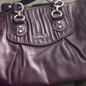 Coach Deep Purple Leather Shoulder Bag